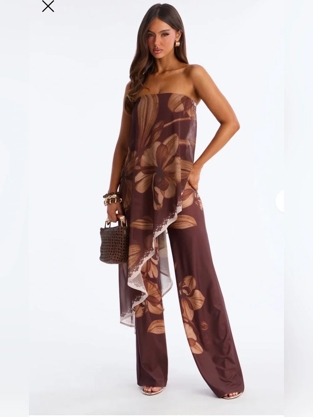 Island Time Asymmetrical Floral Wide Leg Jumpsuit NWT Size XL